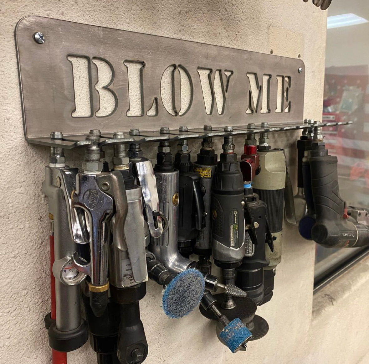 "BLOW ME" Air Tool Rack
